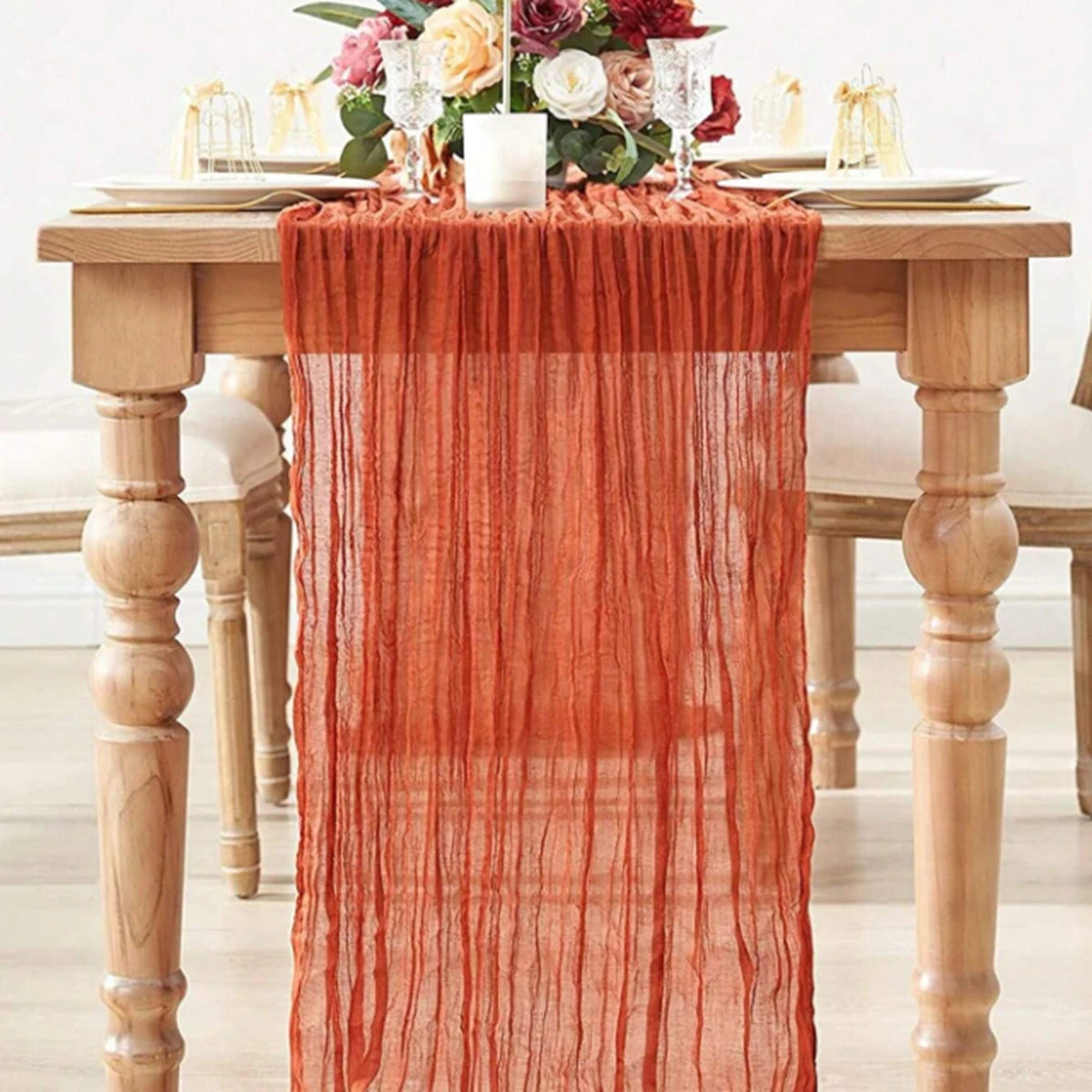 Semi-Sheer Gauze Table Runner Sage Cheesecloth Table Setting Dining Vintage Wedding Decoration Banquets Arches Retro Boho Decor | Sorpresa