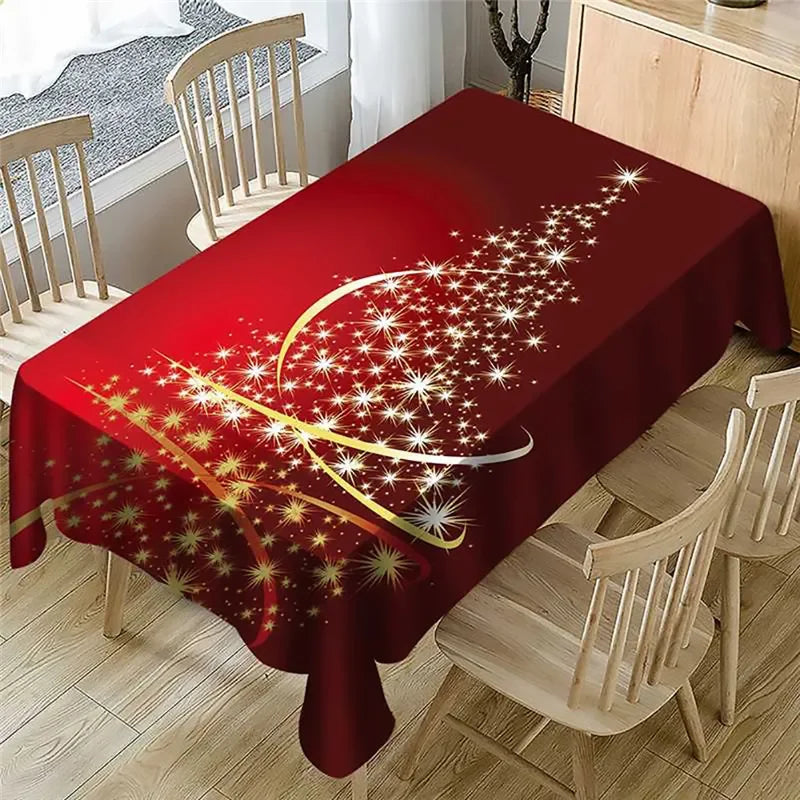 Merry Christmas Waterproof Elegant Table Tablecloths Cloth Snowman Snowflake Santa Claus Garden Picnic Mat Desk Protecter | Sorpresa