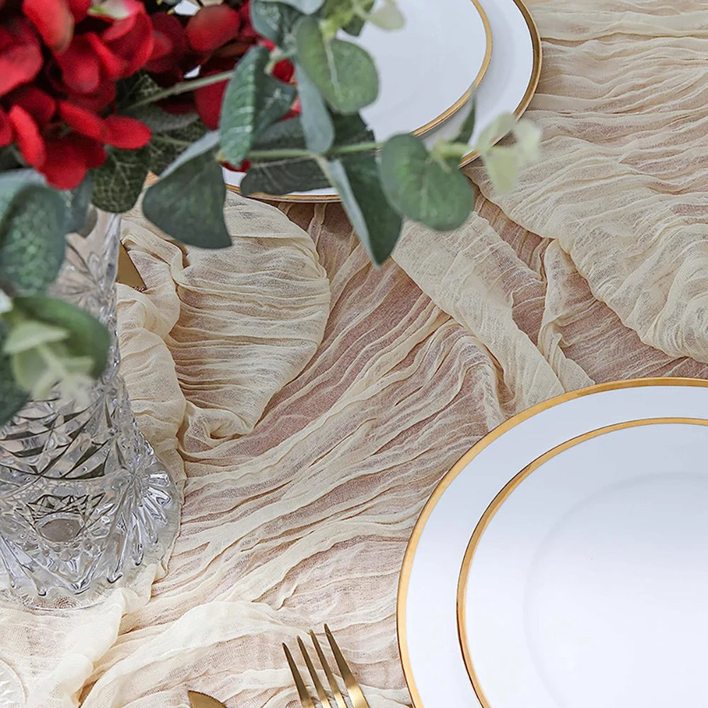 Beige Table Runner Gauze Cheesecloth Rustic Sheer Boho Wedding Decoration Tablecloth Baby Shower Christmas Birthday Party Decors | Sorpresa