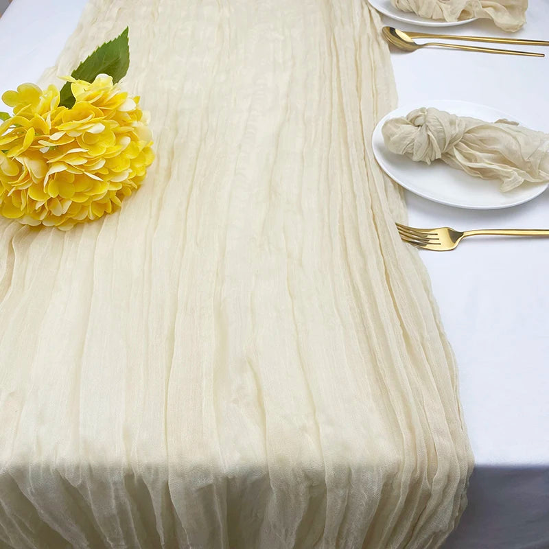 Beige Table Runner Gauze Cheesecloth Rustic Sheer Boho Wedding Decoration Tablecloth Baby Shower Christmas Birthday Party Decors | Sorpresa