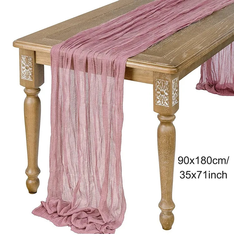Semi-Sheer Gauze Table Runner Sage Cheesecloth Table Setting Dining Vintage Wedding Decoration Banquets Arches Retro Boho Decor | Sorpresa