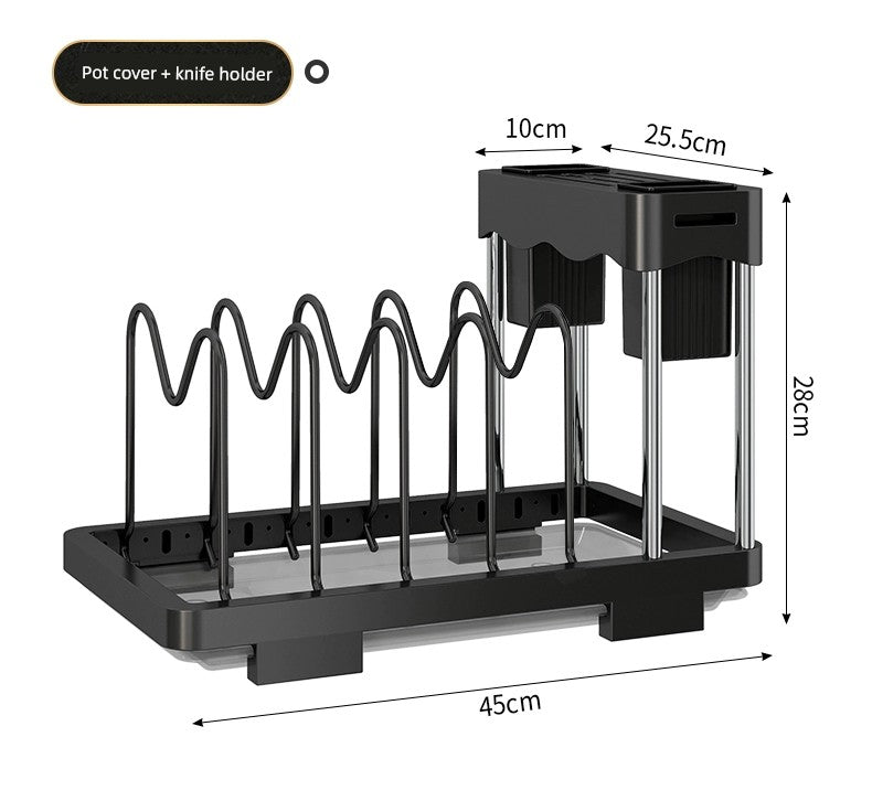 Kitchen Lid Rack Table Top Household Kitchen Multi-Functional Storage Rack Bowl Dish Knife Chopstick and Spoon Pot Cover Integrated Storage Rack