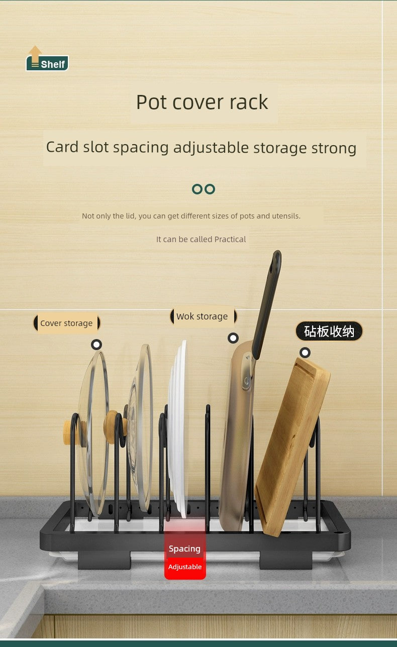 Kitchen Lid Rack Table Top Household Kitchen Multi-Functional Storage Rack Bowl Dish Knife Chopstick and Spoon Pot Cover Integrated Storage Rack