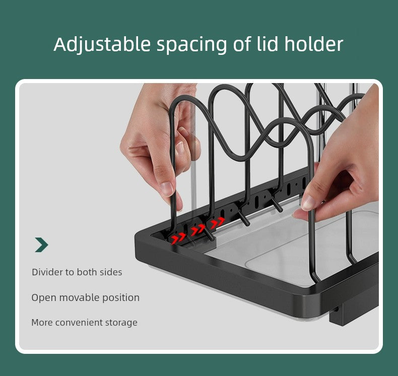 Kitchen Lid Rack Table Top Household Kitchen Multi-Functional Storage Rack Bowl Dish Knife Chopstick and Spoon Pot Cover Integrated Storage Rack