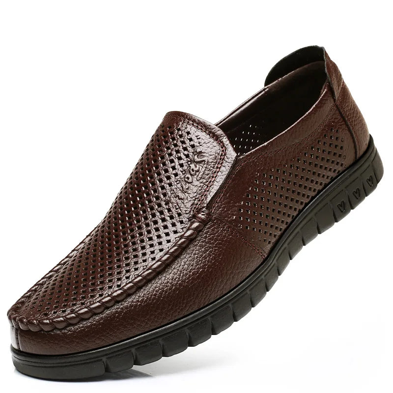 2024 New Men's Genuine Leather Shoes Brand Father Casual Leather Anti slip Black Middle-aged Man Cow Leather Shoes | Sorpresa