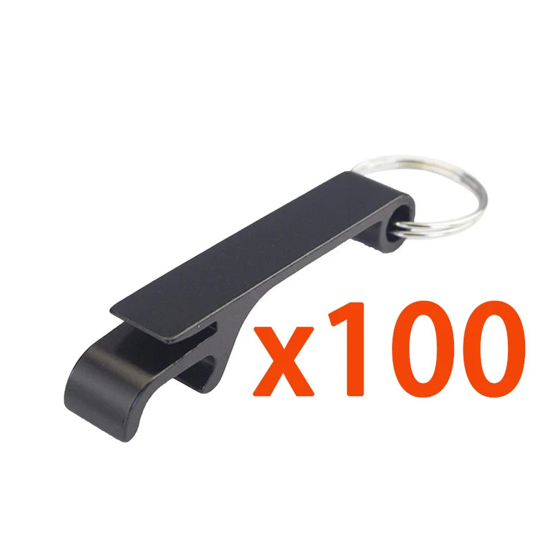 100Pcs Beer Opener Black Keychain Metal Bottle Opener Key Ring Chain Aluminum Pocket Bar Soda Beverage Beer Bottle Openers | Sorpresa