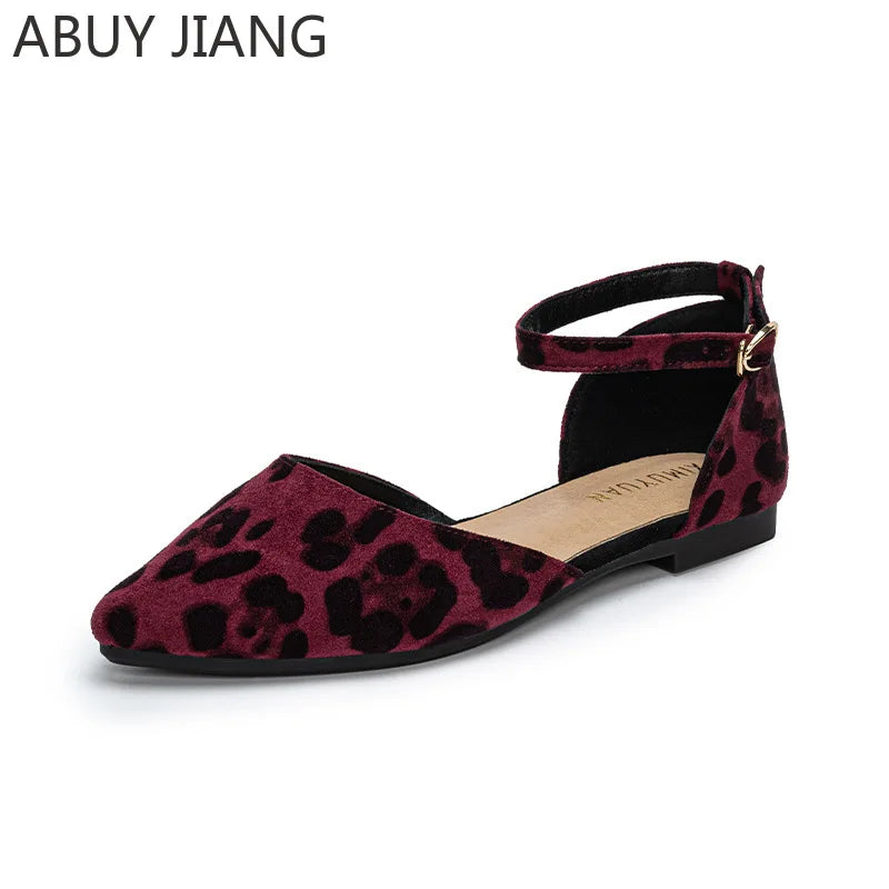 2024 New Sexy Leopard Single Shoes Women Pointed Shallow Mouth Buckle Hollow Shoes 41-43 Large Size | Sorpresa