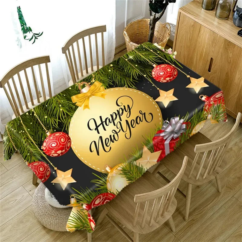 Merry Christmas Waterproof Elegant Table Tablecloths Cloth Snowman Snowflake Santa Claus Garden Picnic Mat Desk Protecter | Sorpresa
