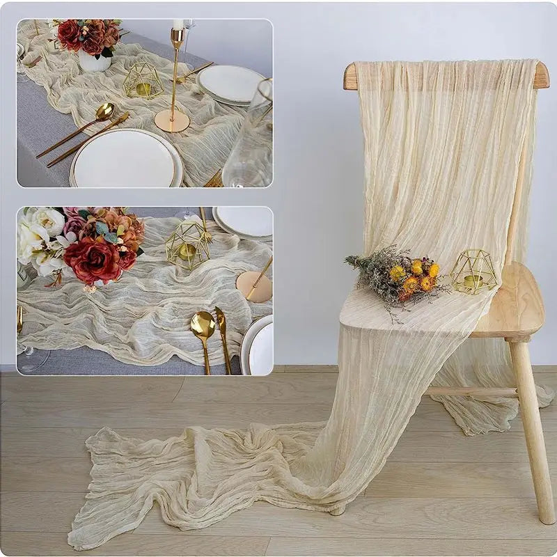 Beige Table Runner Gauze Cheesecloth Rustic Sheer Boho Wedding Decoration Tablecloth Baby Shower Christmas Birthday Party Decors | Sorpresa