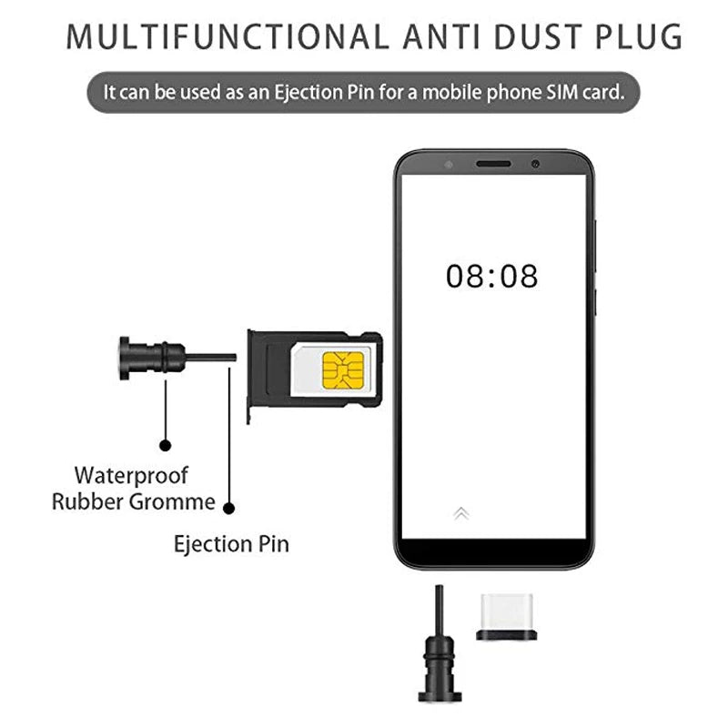 2PCS Type C Phone Charging Port 3.5mm Earphone Jack Sim Card USB C Dust Plug For Samsung S10 S9 S8 Huawei P10 P20 P30 Pro | Sorpresa