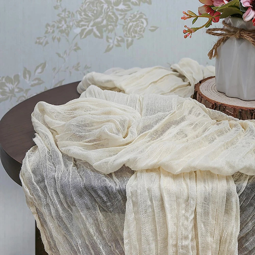 Beige Table Runner Gauze Cheesecloth Rustic Sheer Boho Wedding Decoration Tablecloth Baby Shower Christmas Birthday Party Decors | Sorpresa