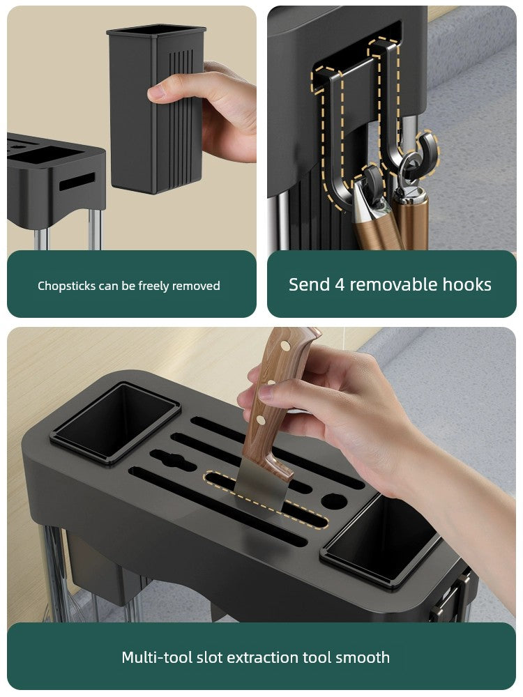 Kitchen Lid Rack Table Top Household Kitchen Multi-Functional Storage Rack Bowl Dish Knife Chopstick and Spoon Pot Cover Integrated Storage Rack