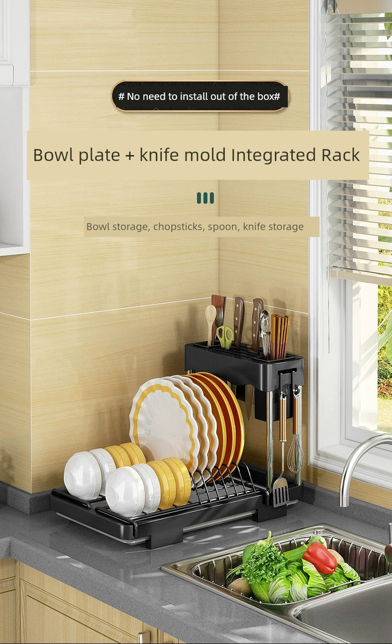 Kitchen Lid Rack Table Top Household Kitchen Multi-Functional Storage Rack Bowl Dish Knife Chopstick and Spoon Pot Cover Integrated Storage Rack