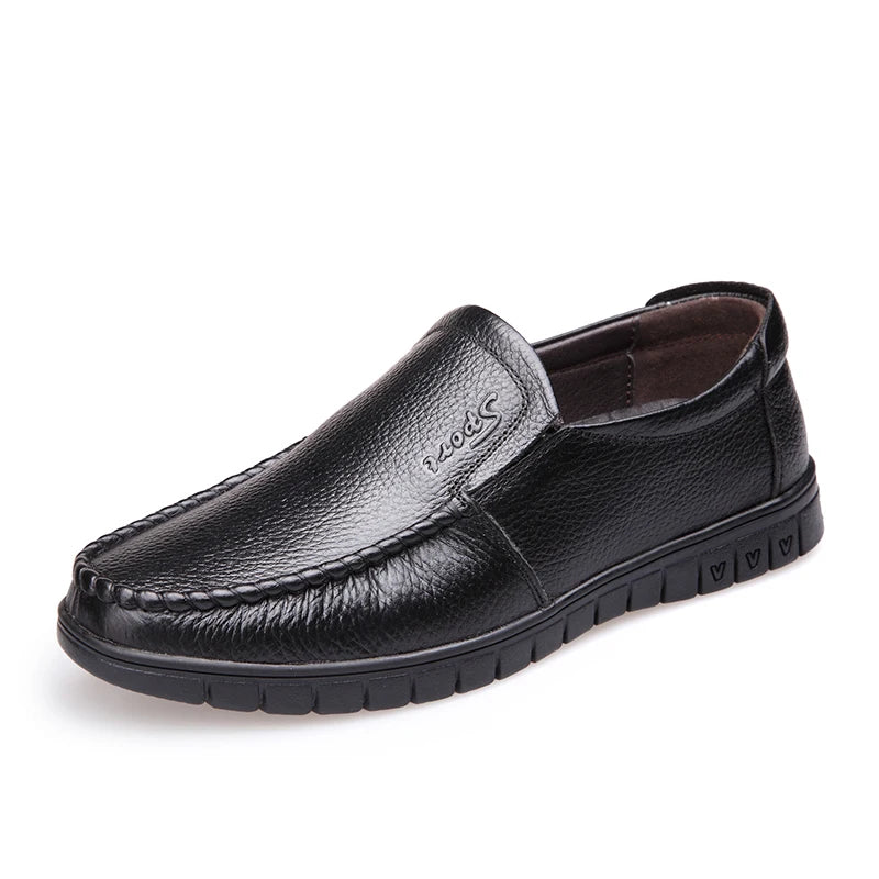 2024 New Men's Genuine Leather Shoes Brand Father Casual Leather Anti slip Black Middle-aged Man Cow Leather Shoes | Sorpresa