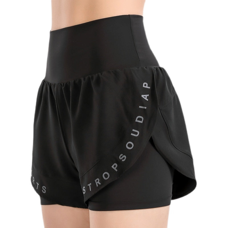 Summer New Arrival Moisture Wicking Quick-Drying Exercise Shorts Women's Fake Two-Piece Fashion Tape Fitness Yoga Running Training