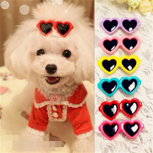 New Pet Lovely Heart Sunglasses Hairpins Pet Dog Bows Hair Clips for Puppy Dogs Cat Yorkie Teddy Pet Hair Decor Pet Supplies 1pc | Sorpresa