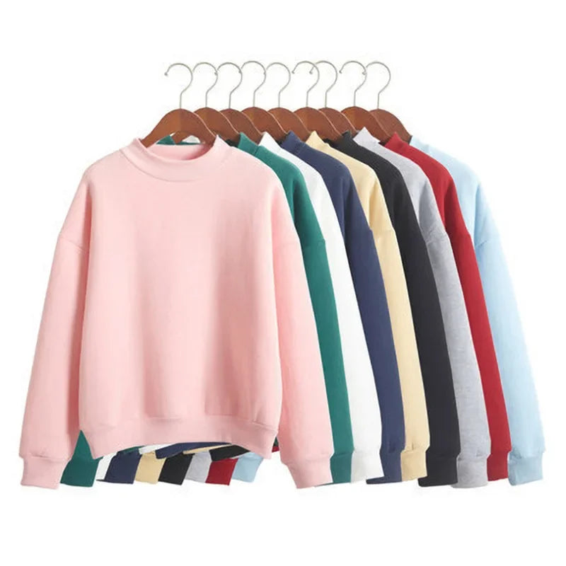 Woman Sweatshirts 2024 Sweet Korean O-neck Knitted Pullovers Thick Autumn Winter Candy Color Loose Hoodies Solid Womens Clothing | Sorpresa