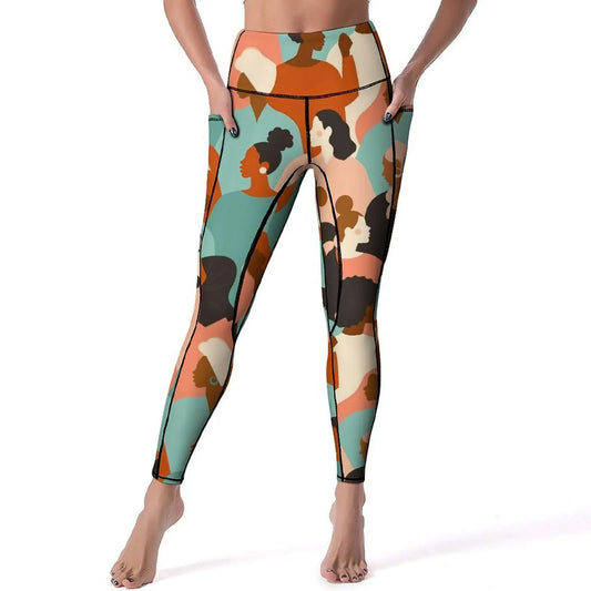 Character Women Leggings Sexy Female Diverse Faces High Waist Yoga Pants Novelty Stretchy Leggins Women Work Out Sports Tights | Sorpresa