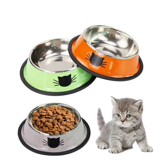 Cat Food Bowl Stainless Steel Kitten Cat Feeder Water Bowl With Non-Slip Rubber Base Small Pet Bowl Cat Accessories Pet Supplies | Sorpresa