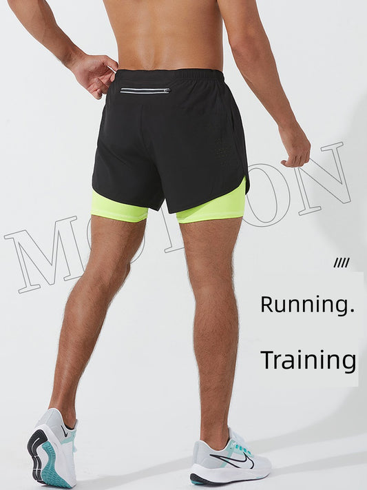 Sports Shorts Men's Running Marathon Track and Field Loose Shorts Quick-Drying Lining Fashion Tape Double-Layer Fitness Summer - Sorpresa