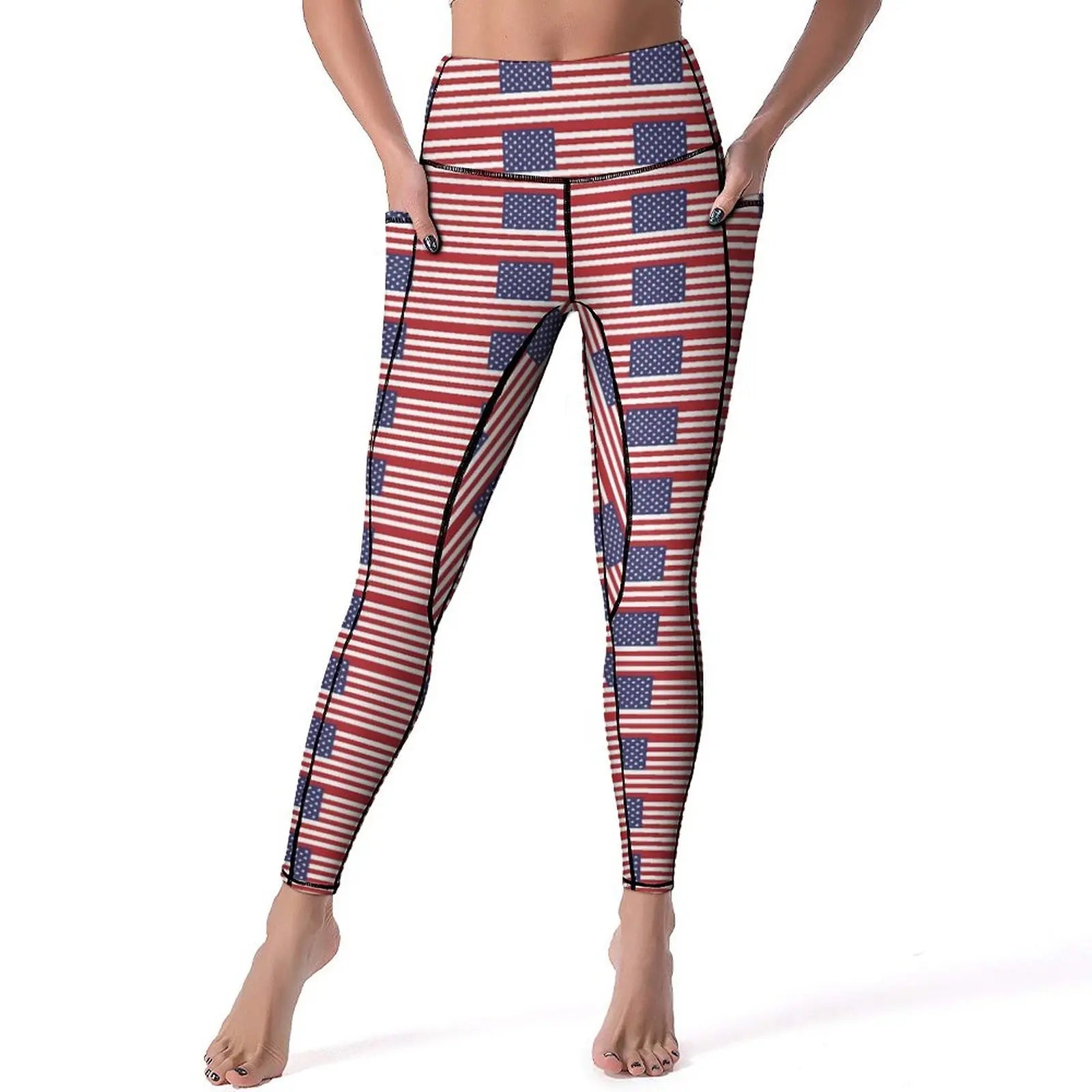 USA Flag Yoga Pants American Stars and Stripes Leggings Sexy Push Up Fashion Yoga Sport Legging Stretchy Design Work Out Leggins | Sorpresa