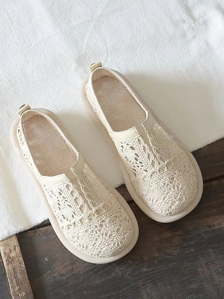 Baotou Women's Shoes 2023 Summer New Hollow Breathable Mesh Shoes Literary Retro Flat Shoes Women's Sandals | Sorpresa