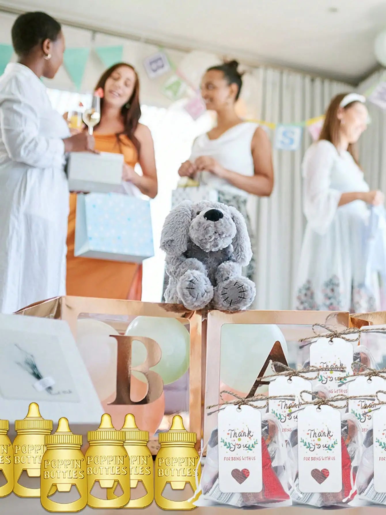 10pcs Metal Baby Bottle Openers With Organza Bags Thank You Labels Baby Shower Theme Party Return Favors Souvenir For Guests | Sorpresa