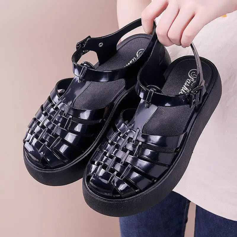 Toe Closed Summer Beach Sandals Shoes Women Fashion Jelly Sandals Rome Shoes Soft Pvc Material Women Summer Rome Sandals | Sorpresa