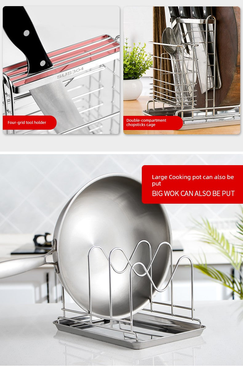 Table Top For Home Stainless Steel Chopping Board Storage Rack Pot Lid