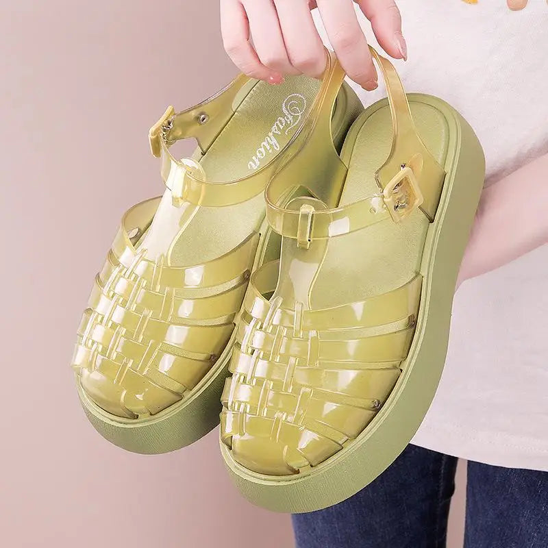 Toe Closed Summer Beach Sandals Shoes Women Fashion Jelly Sandals Rome Shoes Soft Pvc Material Women Summer Rome Sandals | Sorpresa